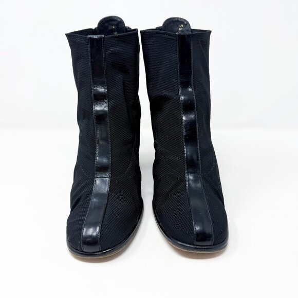 Vtg Y2K Donald Pliner	Black Fabric Ankle Booties Women's Sz 7.5 Made in Spain - Picture 2 of 11